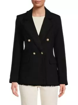 Фактурный двубортный пиджак Saks Fifth Avenue, цвет Very Black