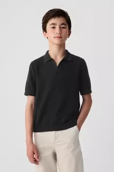 Фактурный джемпер поло (4 13 лет) Gap, черный