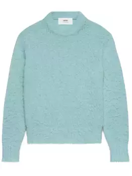 Фактурный джемпер с круглым вырезом AMI Paris, синий