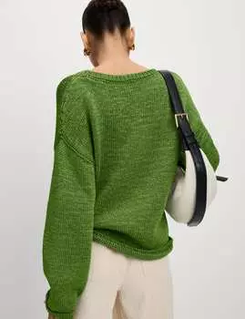 Фактурный джемпер с круглым вырезом Marks & Spencer, цвет Grass
