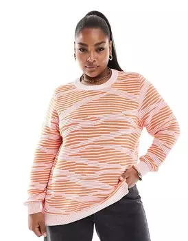 Фактурный джемпер с розовым и оранжевым принтом ONLY