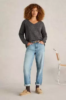 Фактурный джемпер с V образным вырезом White Stuff, зеленый