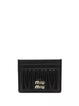 Фактурный кардхолдер в технике макраме MIU MIU, черный