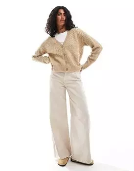 Фактурный кардиган бежевого цвета JJXX