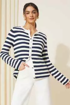 Фактурный кардиган с круглым вырезом Friends Like These, синий