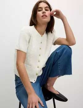 Фактурный кардиган с пуговицами спереди Marks & Spencer, светло-серый