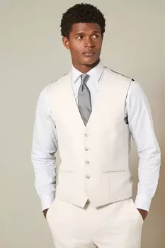 Фактурный костюм: жилет Next, экрю