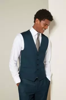 Фактурный костюм: жилет Next, бирюзовый