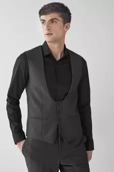 Фактурный костюм: жилет Next, черный