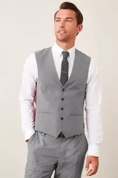 Фактурный костюмный жилет из смесовой шерсти Next, серый