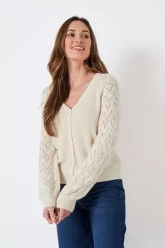 Фактурный повседневный кардиган из хлопка Crew Clothing Company, бежевый