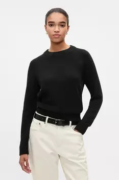 Фактурный свитер Cashsoft с круглым вырезом Gap, черный