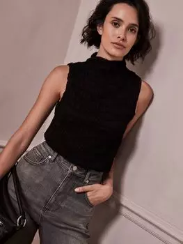Фактурный топ без рукавов Mint Velvet, черный