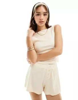 Фактурный топ цвета лодочка с низкой спинкой ASOS цвета экрю