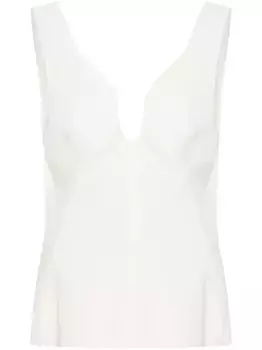 Фактурный топ с V-образным вырезом JIL SANDER, белый