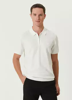 Фактурный трикотаж с короткими рукавами и воротником-поло Beymen Club, белый