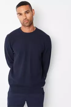 Фактурный трикотажный джемпер с круглым вырезом Threadbare, синий