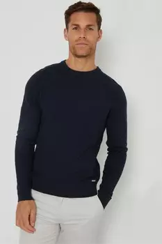 Фактурный трикотажный джемпер с круглым вырезом Threadbare, синий