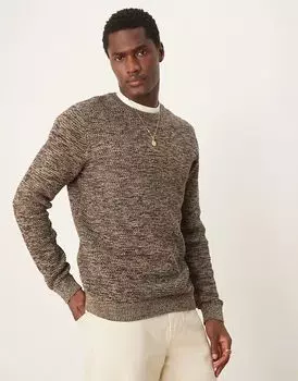 Фактурный вязаный джемпер в коричневом миксе Selected Homme