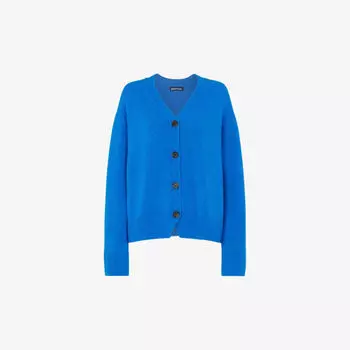 Фактурный вязаный кардиган из смесовой шерсти Whistles, синий