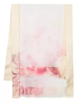 Faliero Sarti шелковый шарф с цветочным принтом, нейтральный цвет