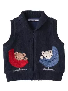 Familiar шерстяной жилет с вышивкой, синий