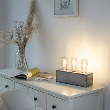 Фамлайты | Настольная лампа Alma серебристая E27, 3 лампочки famlights, серебро