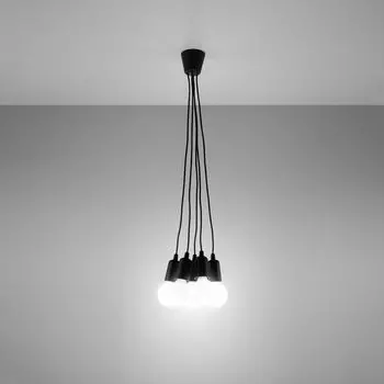 Фамлайты | Подвесной светильник Dani черного цвета E27, 5 лампочек famlights, черный