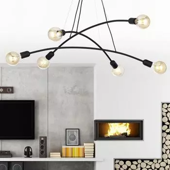 Фамлайты | Подвесной светильник Emely черного цвета E27, 6 лампочек famlights, черный