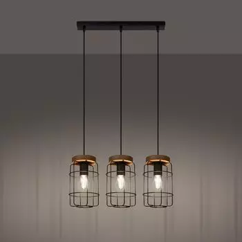 Фамлайты | Подвесной светильник Glen черного цвета с естественным светом E27, 3 лампы famlights, черный