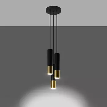 Фамлайты | Подвесной светильник Loys черного и золотого цвета GU10, круглый, 3 лампы famlights, черный