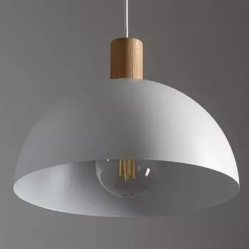 Фамлайты | Подвесной светильник Lucian бело-коричневого цвета E27, 1 лампочка famlights, белый