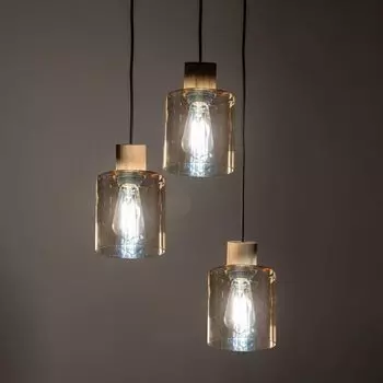 Фамлайты | Подвесной светильник Otis в золотом и черном цвете E27, круглый, с 3 лампочками famlights