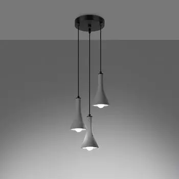 Фамлайты | Подвесной светильник Reece серо-черного цвета, E14, 3 лампы, круглый famlights, серый