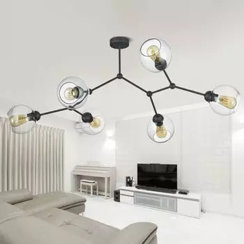 Фамлайты | Потолочный светильник Jannis черного цвета E27, 6 лампочек famlights, черный