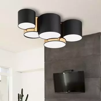 Фамлайты | Потолочный светильник Leonhard черно-золотой E27, 5 лампочек famlights, черный