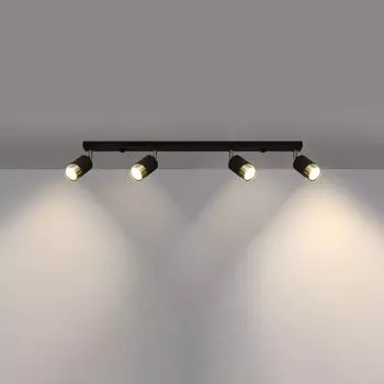 Фамлайты | Потолочный светильник Neal черного и золотого цвета GU10, 4 лампы famlights, черный