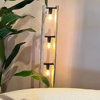 Фамлайты | Торшер Kuno из натурального темного дерева E27, 3 лампы famlights, коричневый