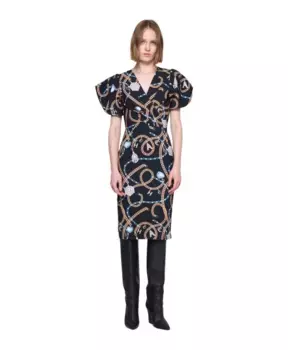 Фантазийное платье миди с объемными рукавами Silvian Heach, черный