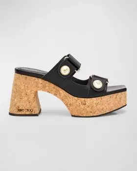 Фаянсовые шлепанцы на платформе с двойной ручкой Jimmy Choo, цвет Black