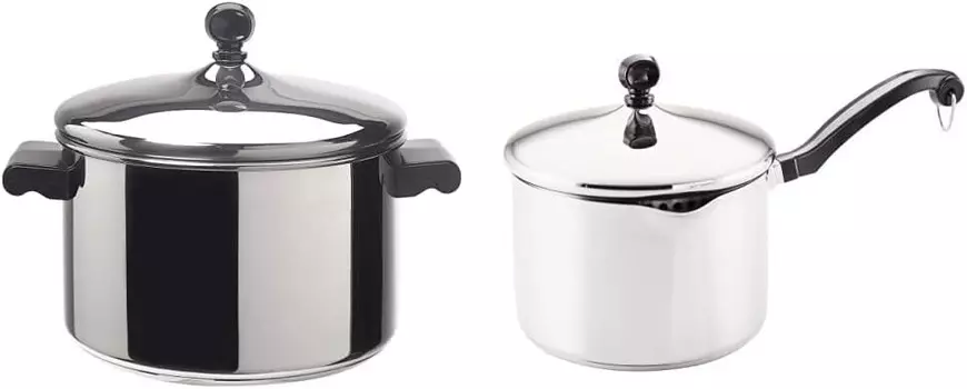 Farberware Классическая кастрюля с крышкой на 4 литра из нержавеющей стали - - Серебро и классическая кастрюля с крышкой на 3 литра из нержавеющей стали - - Серебро, Silver