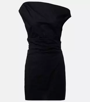 Фаре плиссированное мини-платье из хлопкового поплина Staud, черный