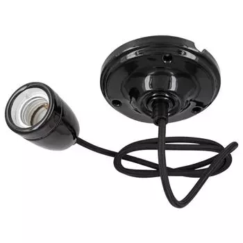 Фарфоровый подвесной светильник E27 - черный ADAKAT