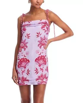 Фарфоровый сад: льняное мини-платье FARM Rio, фиолетовый