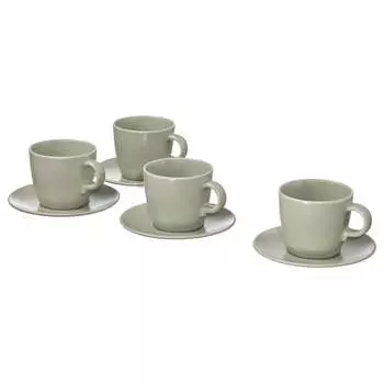 FRGKLAR ФЭРГКЛАР Чашка с блюдцем, матовая поверхность зеленый, 250 мл IKEA