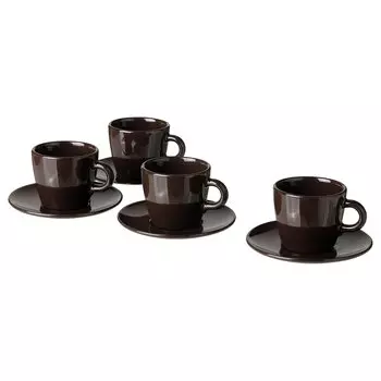 FRGKLAR ФЭРГКЛАР Чашка с блюдцем, полированный/коричневый, 70 мл IKEA