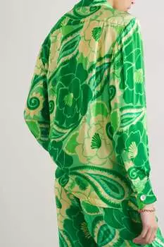 FARM RIO Атласная рубашка с принтом, зеленый