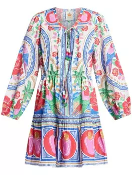 FARM Rio мини-платье Flowers Beach, синий