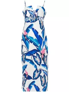 FARM Rio платье макси Foliage, белый
