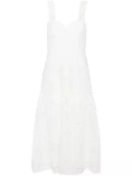 FARM Rio платье миди Richillieu из английской вышивки, белый